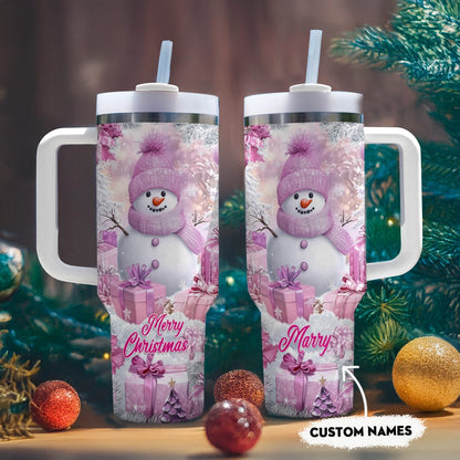 Shineful Tumbler Personalized Frosty Pink Christmas