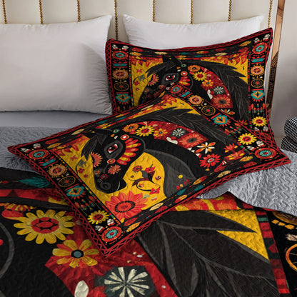 Shineful All Season Quilt 3-Piece Set Majestic Horse Blossom