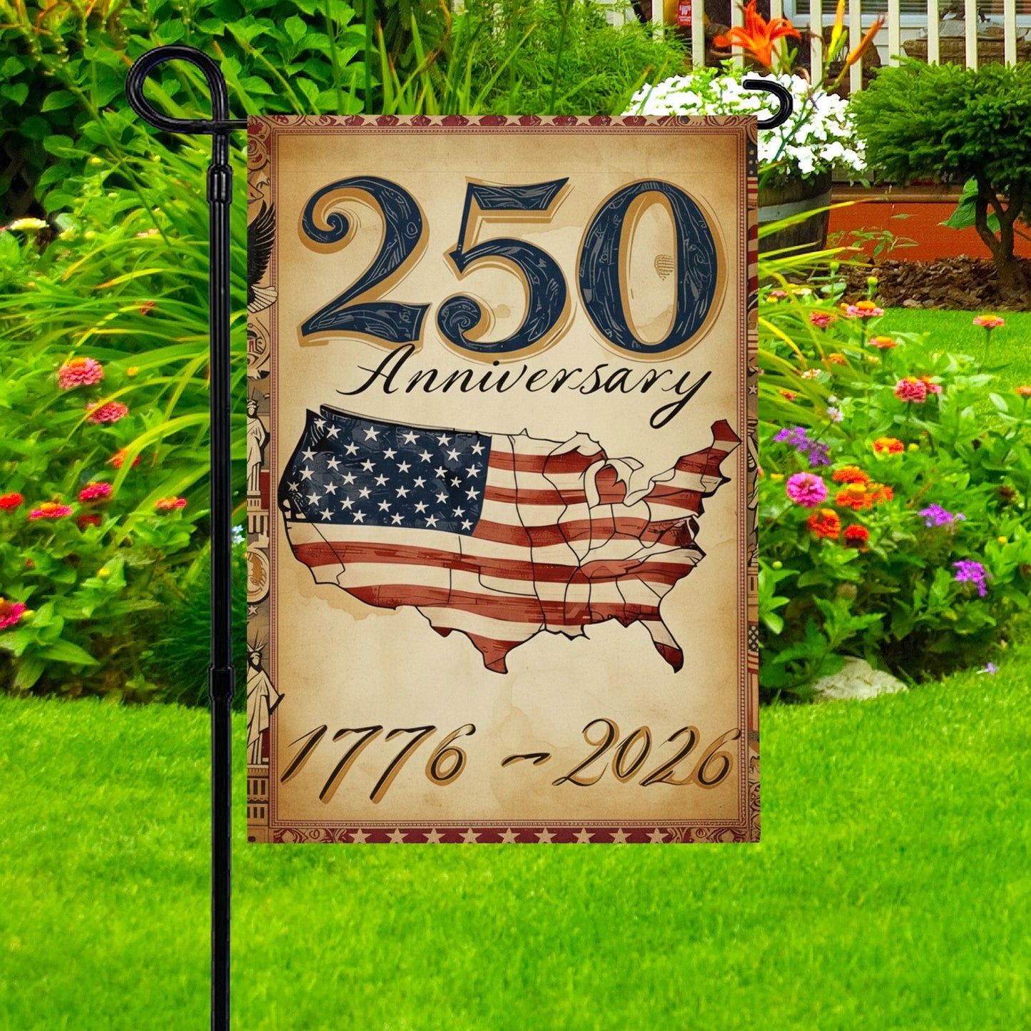 Shineful Gargen Flag 12" x 18" - 250 Years of American Heritage