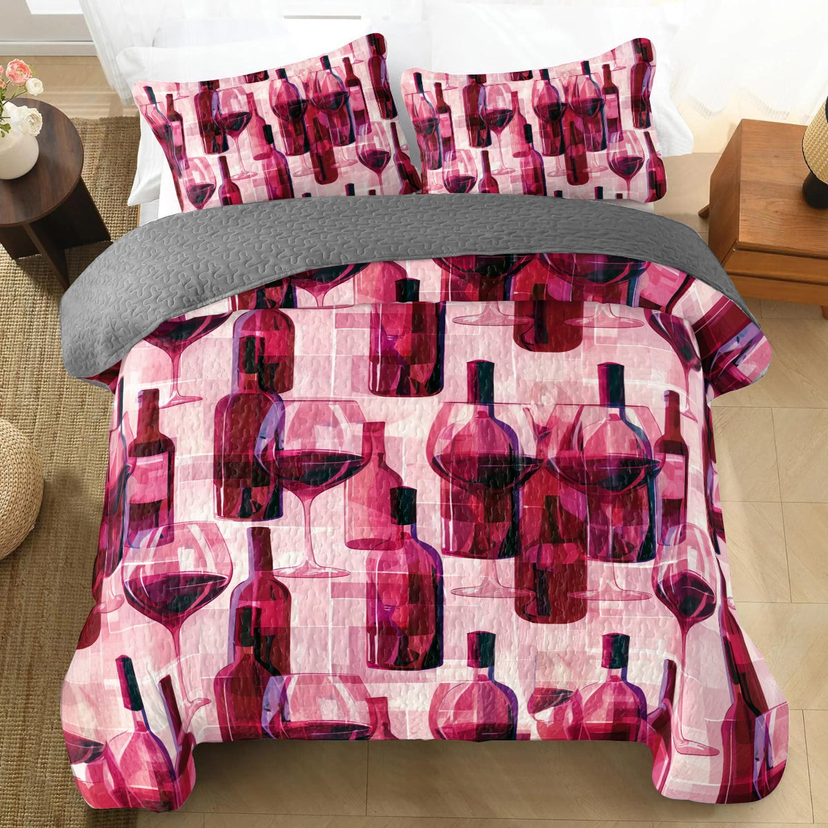 Shineful All Season Quilt 3-Piece Set Wine Lovers’ Dream