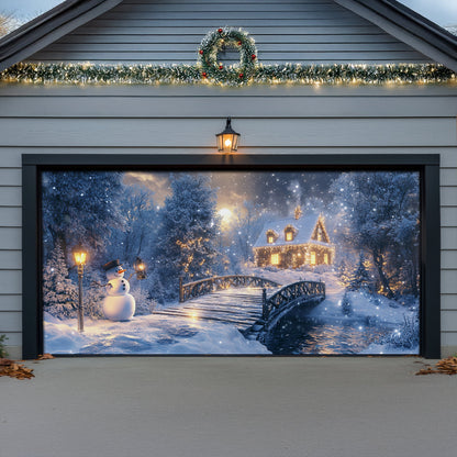 Shineful Garage Door Banner Decoration Christmas Forest Night