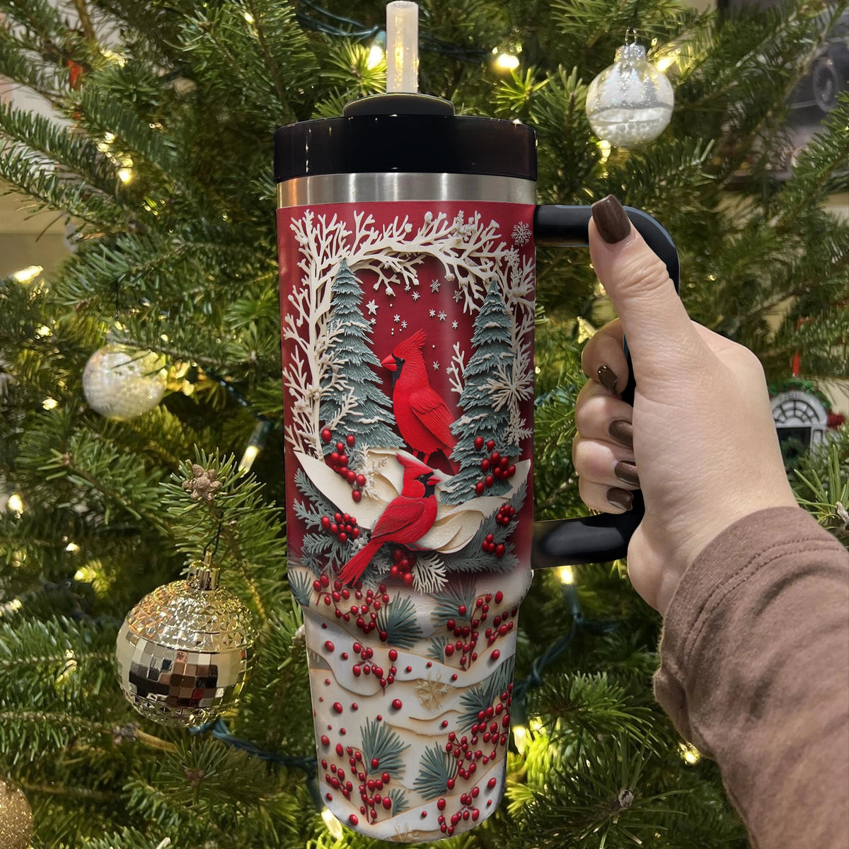 Shineful Glossy Tumbler Winter Cardinal Magic