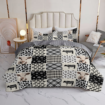 Shineful All Season Quilt 3-Piece Set Farmhouse Cow Patchwork