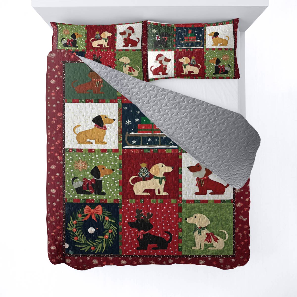Shineful All Season Quilt 3-Piece Set Festive Dachshunds