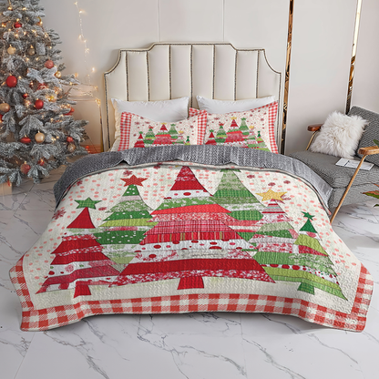 Shineful All Season Quilt 3-Piece Set Polka Dot Christmas Tree