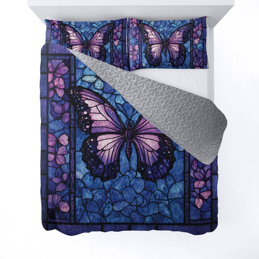 Shineful All Season Quilt 3-Piece Set Beautiful Butterfly