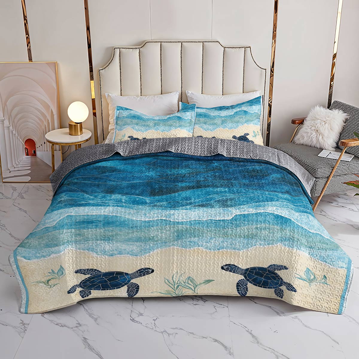 Shineful All Season Quilt 3-Piece Set Ocean Waves