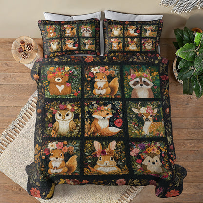 Shineful All Season Quilt 3-Piece Set Floral Animal