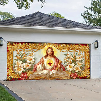 Shineful Garage Door Banner Decoration Sacred Heart