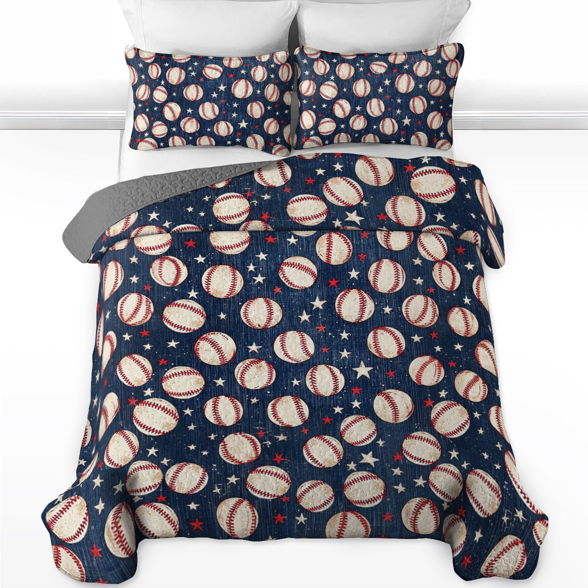 Shineful All Season Quilt 3-Piece Set Baseball All-Star Comforter