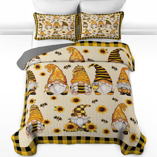 Shineful All Season Quilt 3-Piece Set Gnome & Bee Sunflower Dreams