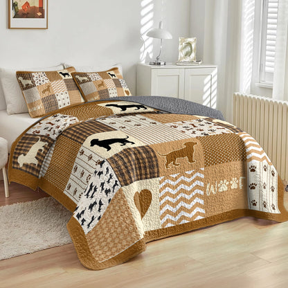 Shineful All Season Quilt 3-Piece Set Labrador Love Patchwork
