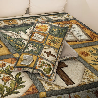 Shineful All Season Quilt 3-Piece Set God Bible Blessings Quilt