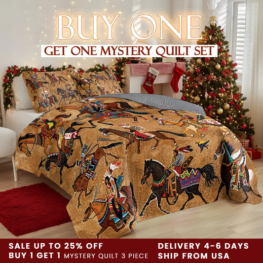 Shineful All Season Quilt 3-Piece Set Strength Native Horses