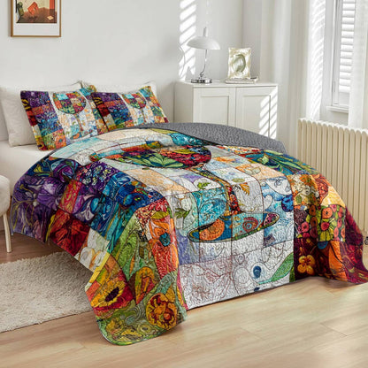 Shineful All Season Quilt 3-Piece Set Classical Wine glass