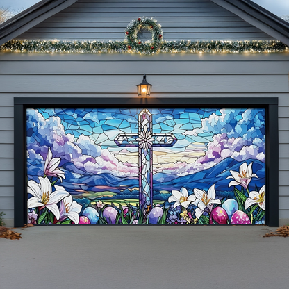 Shineful Garage Door Banner Decoration The Cross of Living Hope