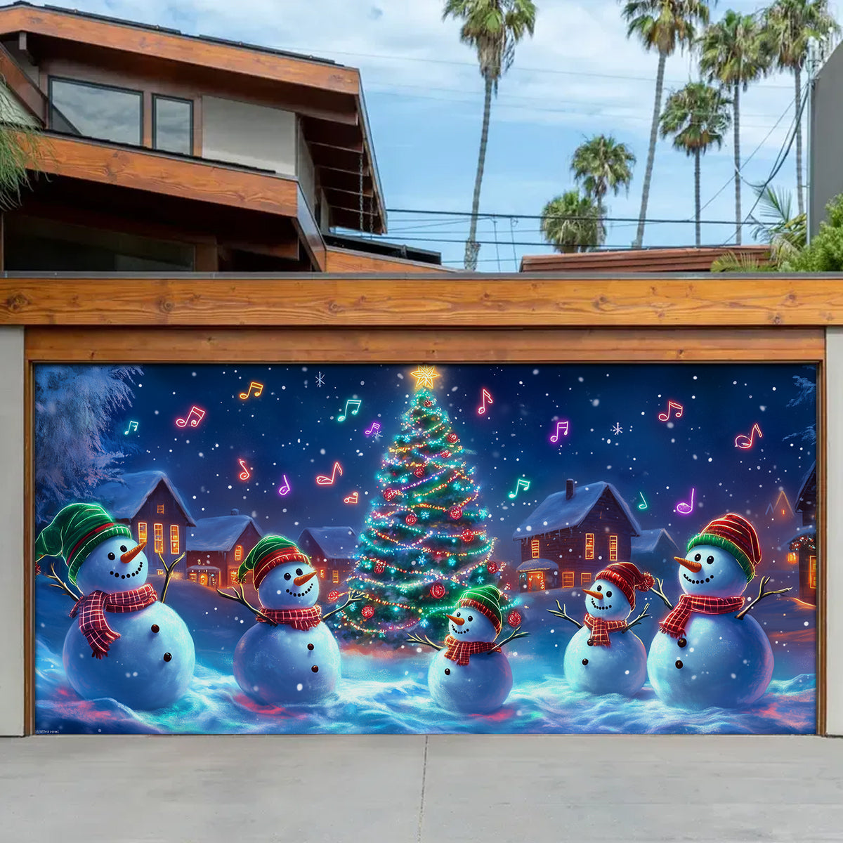 Shineful Garage Door Banner Decoration - Singing Snowman Christmas