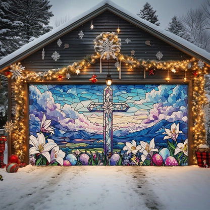 Shineful Garage Door Banner Decoration The Cross of Living Hope