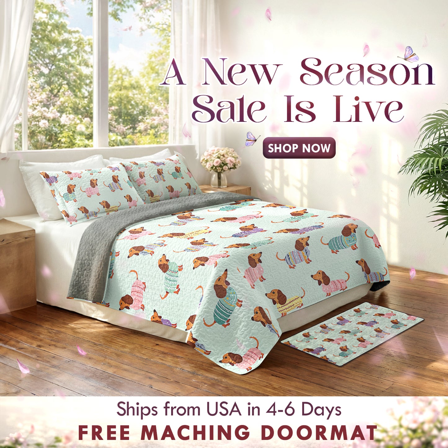 Shineful Quilt 3-Piece Set Colorful Dachshunds