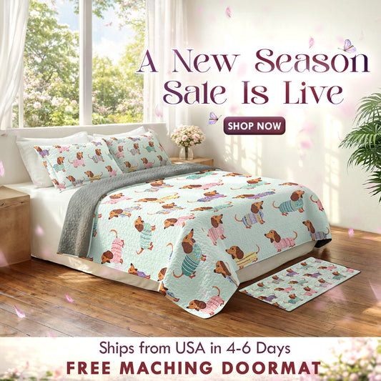 Shineful Quilt 3-Piece Set Colorful Dachshunds