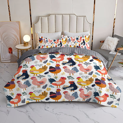 Shineful All Season Quilt 3-Piece Set Colorful Rooster