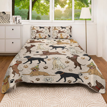 Shineful All Season Quilt 3-Piece Set - Labrador Fun Time