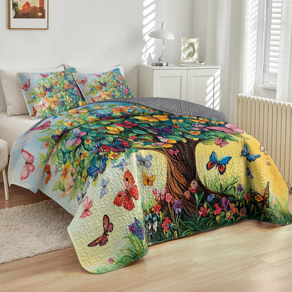 Shineful All Season Quilt 3-Piece Set Butterfly Dream Tree