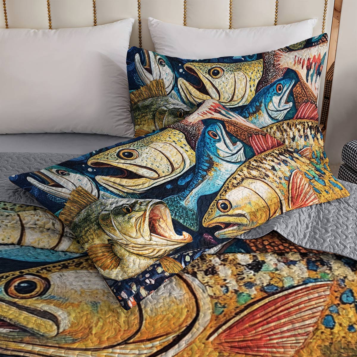 Shineful All Season Quilt 3-Piece Set Colorful Fishes