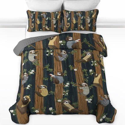 Shineful All Season Quilt 3-Piece Set Sloth Forest Flow
