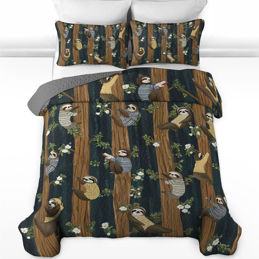Shineful All Season Quilt 3-Piece Set Sloth Forest Flow