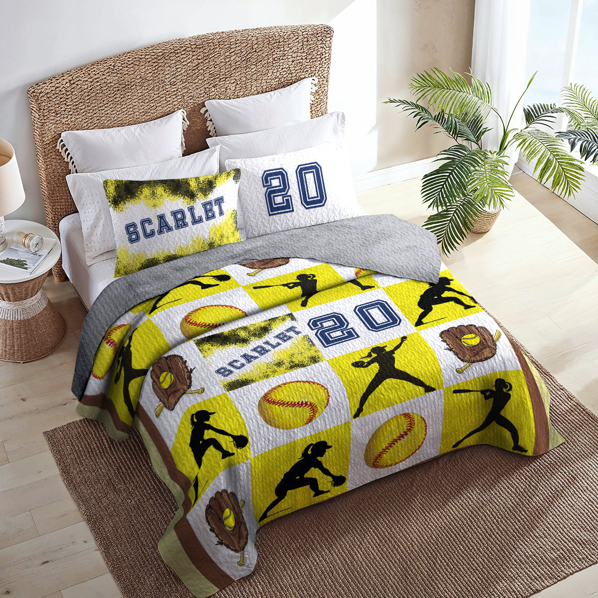 Shineful All Season Quilt 3-Piece Set - Personalized All-Star Softball