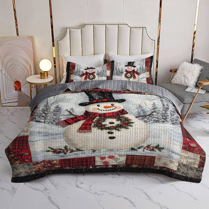 Shineful All Season Quilt 3-Piece Set Grinning Snowman