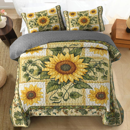 Shineful All Season Quilt 3-Piece Set Sunflower Garden Bliss