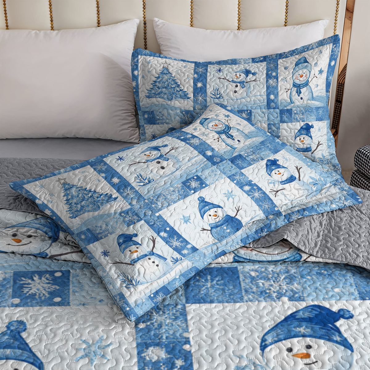 Shineful All Season Quilt 3-Piece Set Frosty Snowman Winter