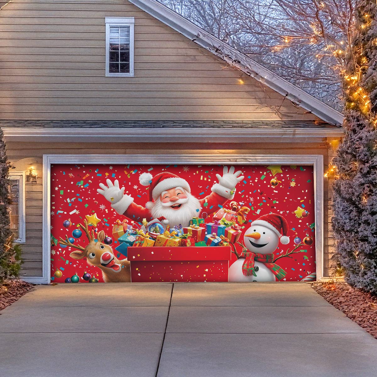 Shineful Garage Door Banner Decoration - Santa's Cheerful Crew