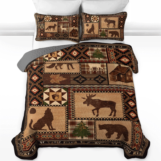 Shineful All Season Quilt 3-Piece Set Wild Forest Adventure
