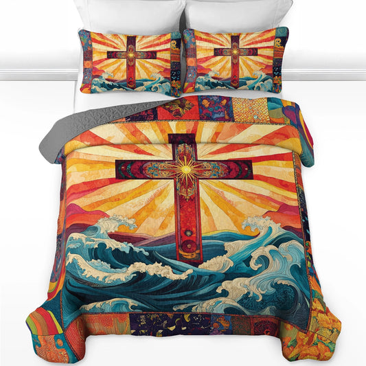 Shineful All Season Quilt 3-Piece Set Waves of Faith