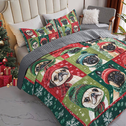 Shineful All Season Quilt 3-Piece Set Festive Frenchie