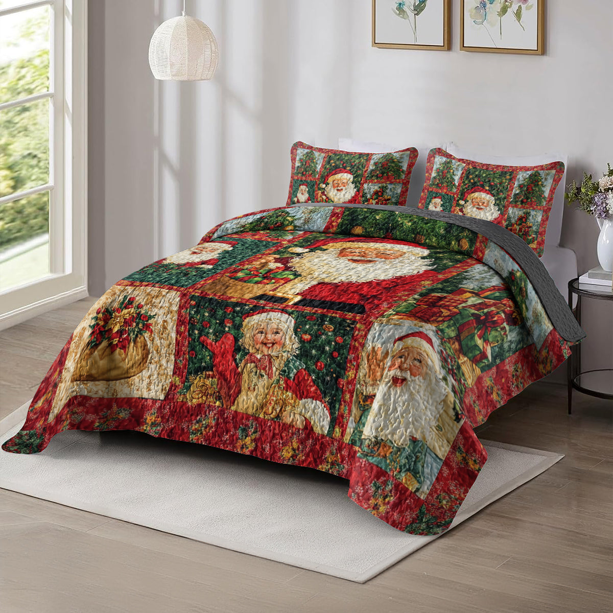 Shineful All Season Quilt 3-Piece Set Santa Claus