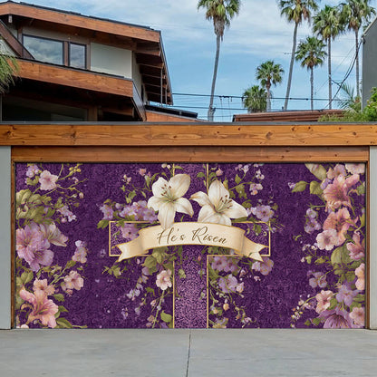 Shineful Garage Door Banner Decoration Royal Purple He Is Risen