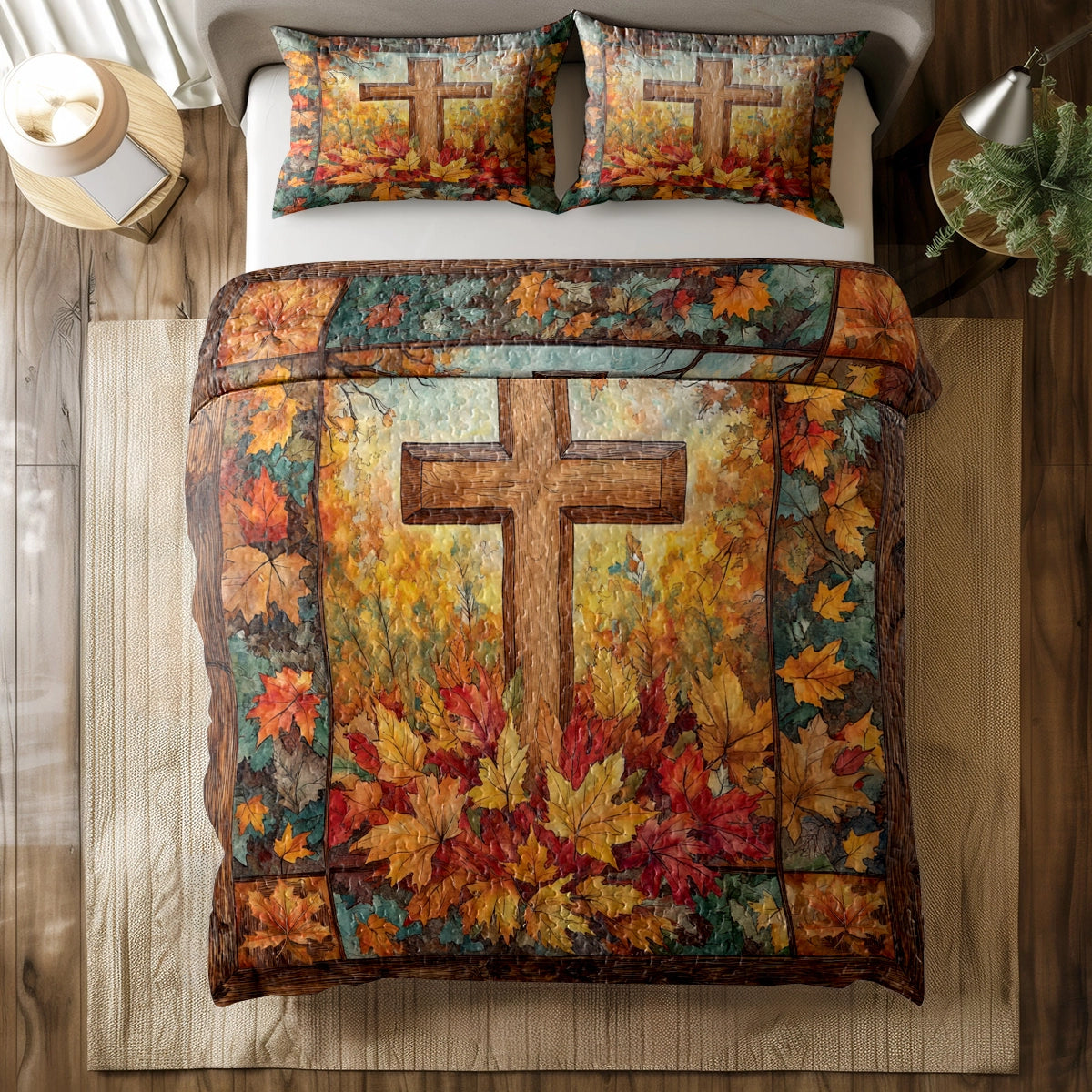 Shineful All Season Quilt 3-Piece Set - Autumn Glory Cross