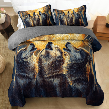 Shineful All Season Quilt 3-Piece Set - Wolf