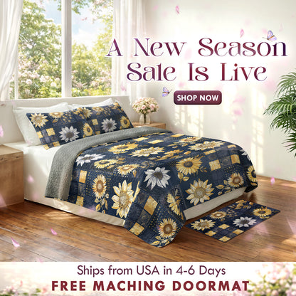 Shineful Quilt 3-Piece Set Inelegance Sunflowers