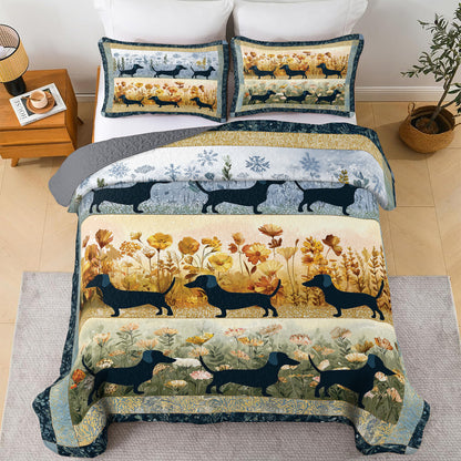 Shineful All Season Quilt 3-Piece Set Dachshund Meadow