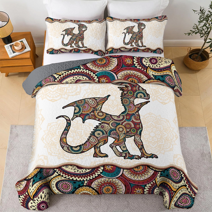 Shineful All Season Quilt 3-Piece Set Boho Dragon