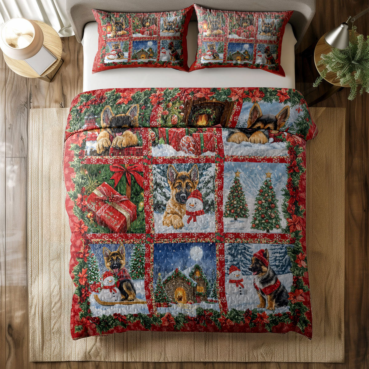 Shineful All Season Quilt 3-Piece Set Holiday Paws