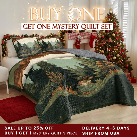 Shineful Quilt 3-Piece Set Forest Cabin
