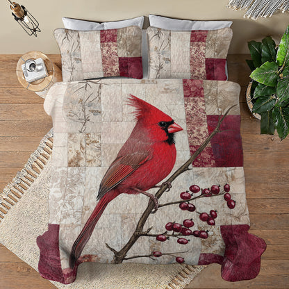 Shineful All Season Quilt 3-Piece Set Cardinal Serenity