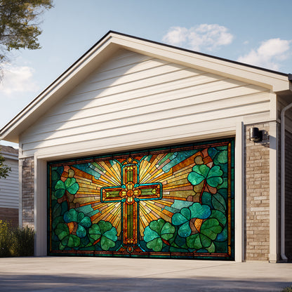 Shineful Garage Door Banner Decoration Shamrock Cross Blessing