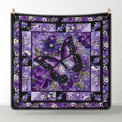 Shineful Quilt 3-Piece Set Gorgeous Purple Butterfly Flowers